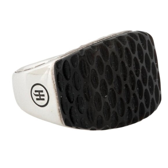 JOHN HARDY ONYX STERLING SILVER 925 CARVED SIGNET RING